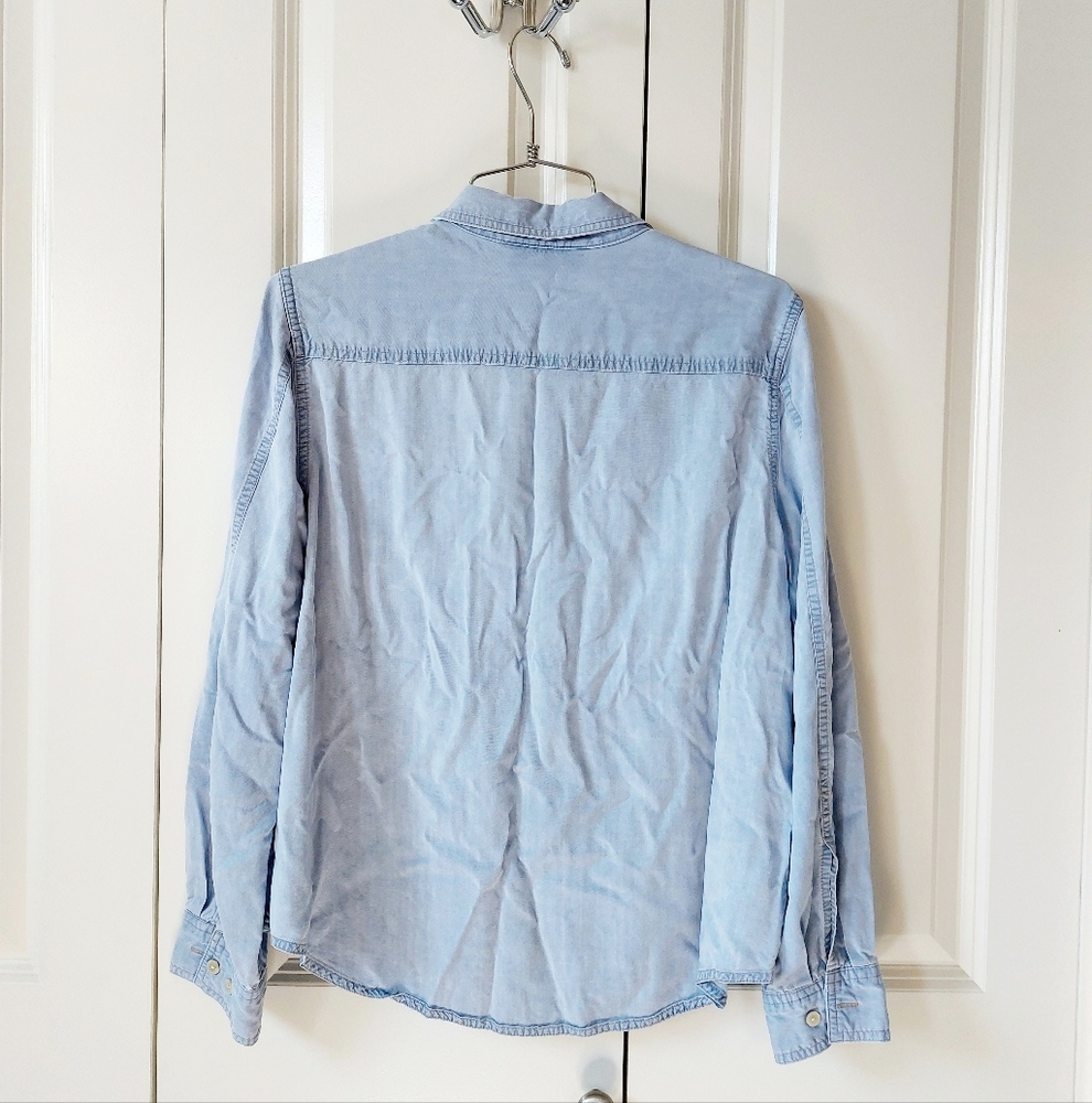 Autumn Leaf Patchwork Light Chambray Denim Shirt … - image 2
